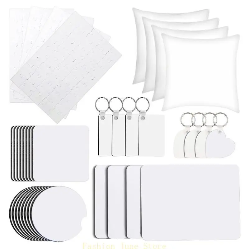 N5KA 40 PCS Sublimation Blanks Products Consern chiewskains Cover Cover Custer Coasters Mouse Pad Puzzle