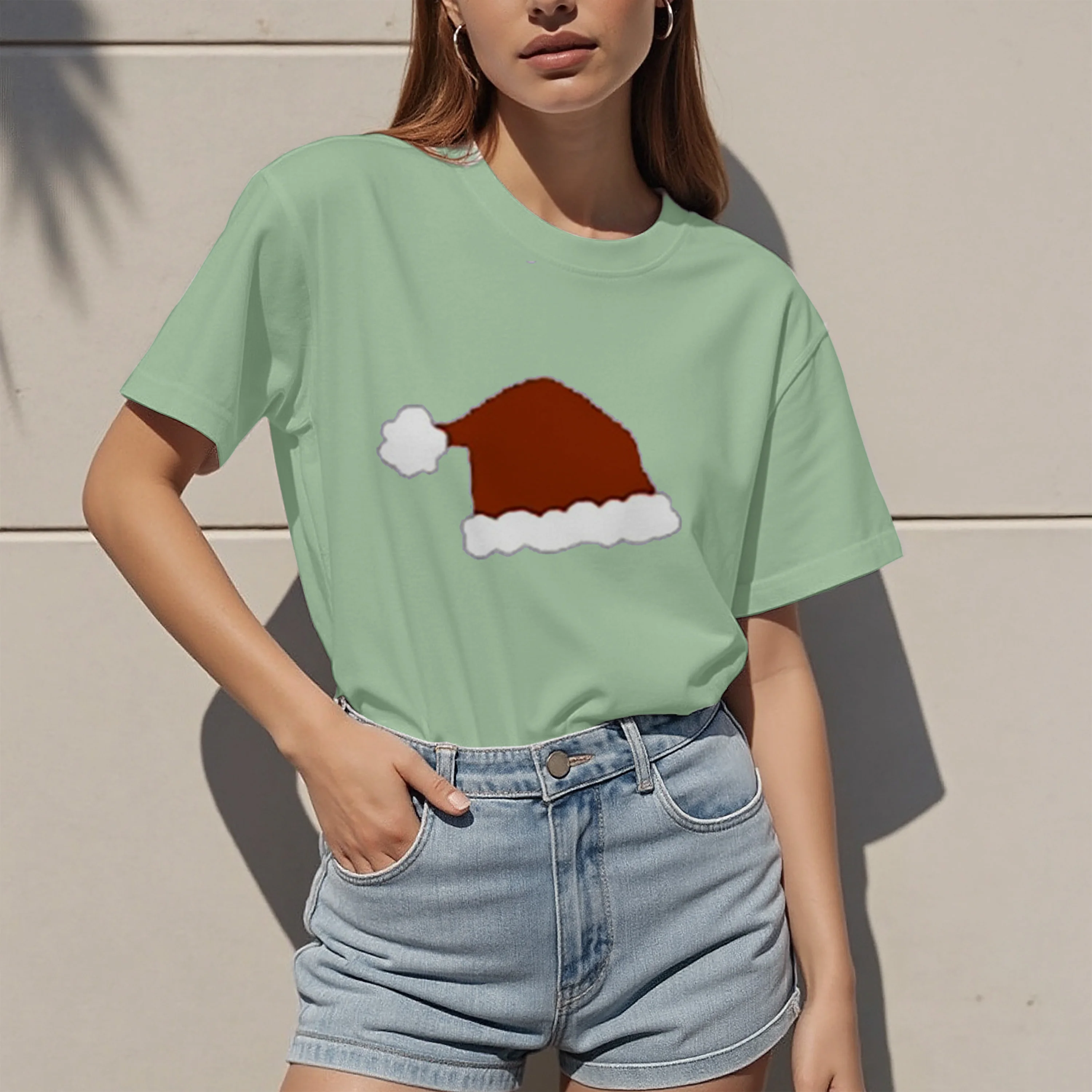 여성용 통기성 폴리에스터 반팔 티셔츠, 클래식한 디자인, 출퇴근이나 데이트에 착용하기 쉽습니다.