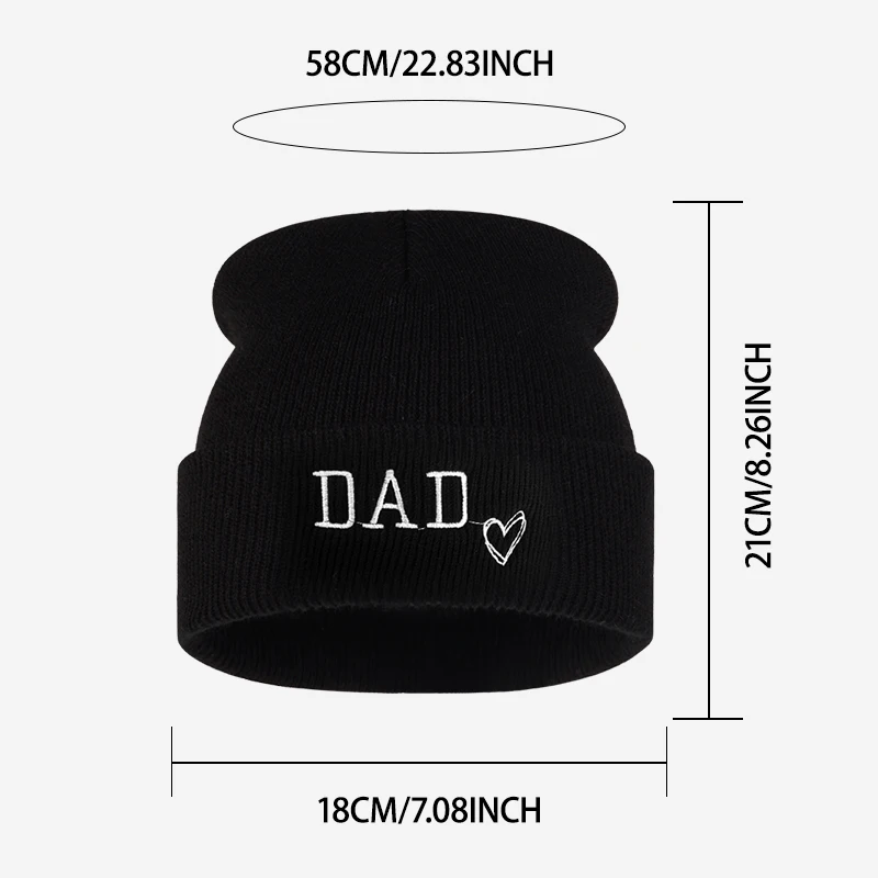 2pc Adult MOM DAD Embroidery Matching Knitted Beanie, Comfort Elastic Cuffed Hat, Ideal for Parents Birthday Christmas Gift