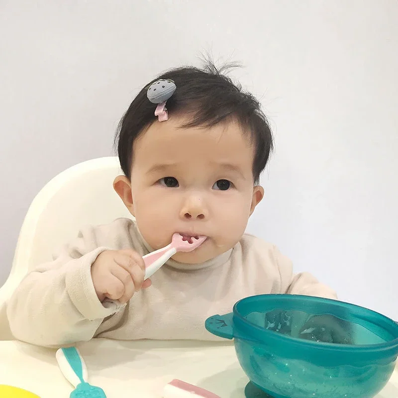 

Hot 2Pcs Baby Spoons Set Toddler Self Feeding Food Utensils Baby Led Weaning Scoop Cutlery Learning To Eat Children's Tableware