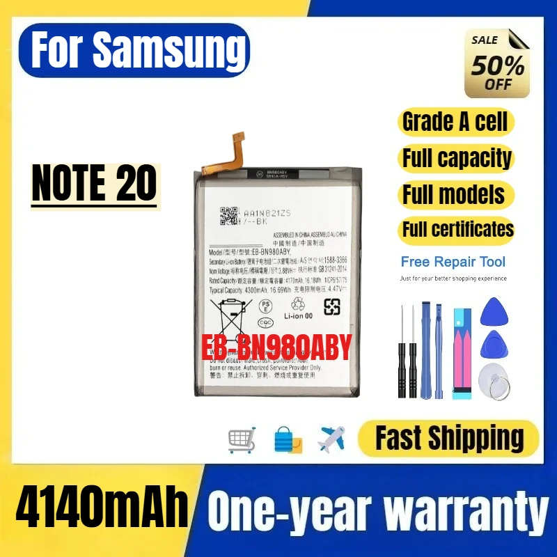 

EB-BN980ABY for Samsung NOTE 20 Phone Battery 0 Cycle High Quality High Capacity Replacement Bateria Grade A Cell with Tools