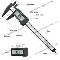 150mm 100mm Electronic Digital Caliper Carbon Fiber Dial Vernier Caliper Gauge Micrometer Measuring Tool Digital Ruler