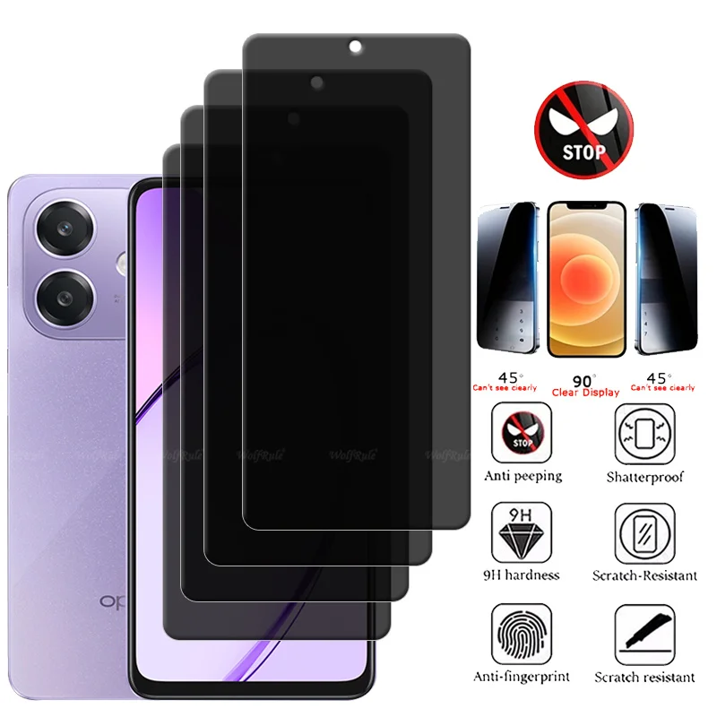

1/2/3/4Pcs For OPPO A3X Glass OPPO A3X Tempered Glass Protective HD 9H Privacy Anti-Spy Glue Screen Protector OPPO A3X Global