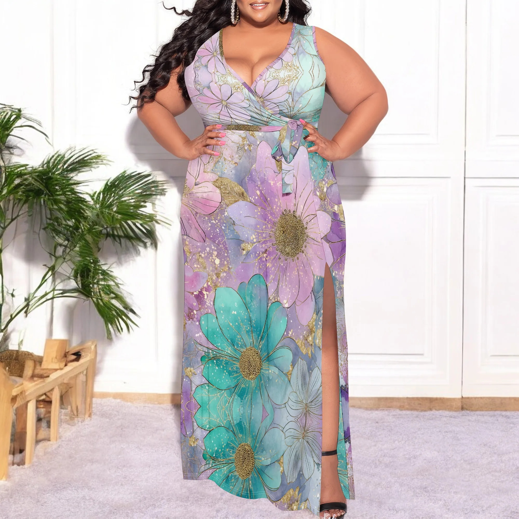 

Women's Off Shoulder Mermaid Maxi Dress S-3XL Vintage Floral Print Elegant Party Guest Dress