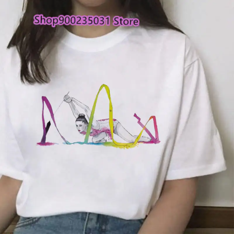 Gymnastics Printed Women T Shirt Summer T-shirts Artistic Gymnastics Short Sleeve Femme Casual Tshirt Women Tops dropship