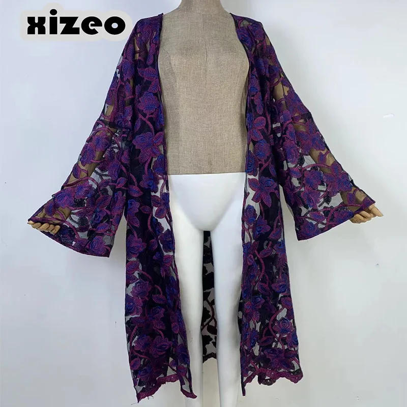 

XIZEO 2023 Autumn Winter Women Cardigan kaftan fashion African Holiday free size long Sleeve Party wedding gift kimono CAFTAN