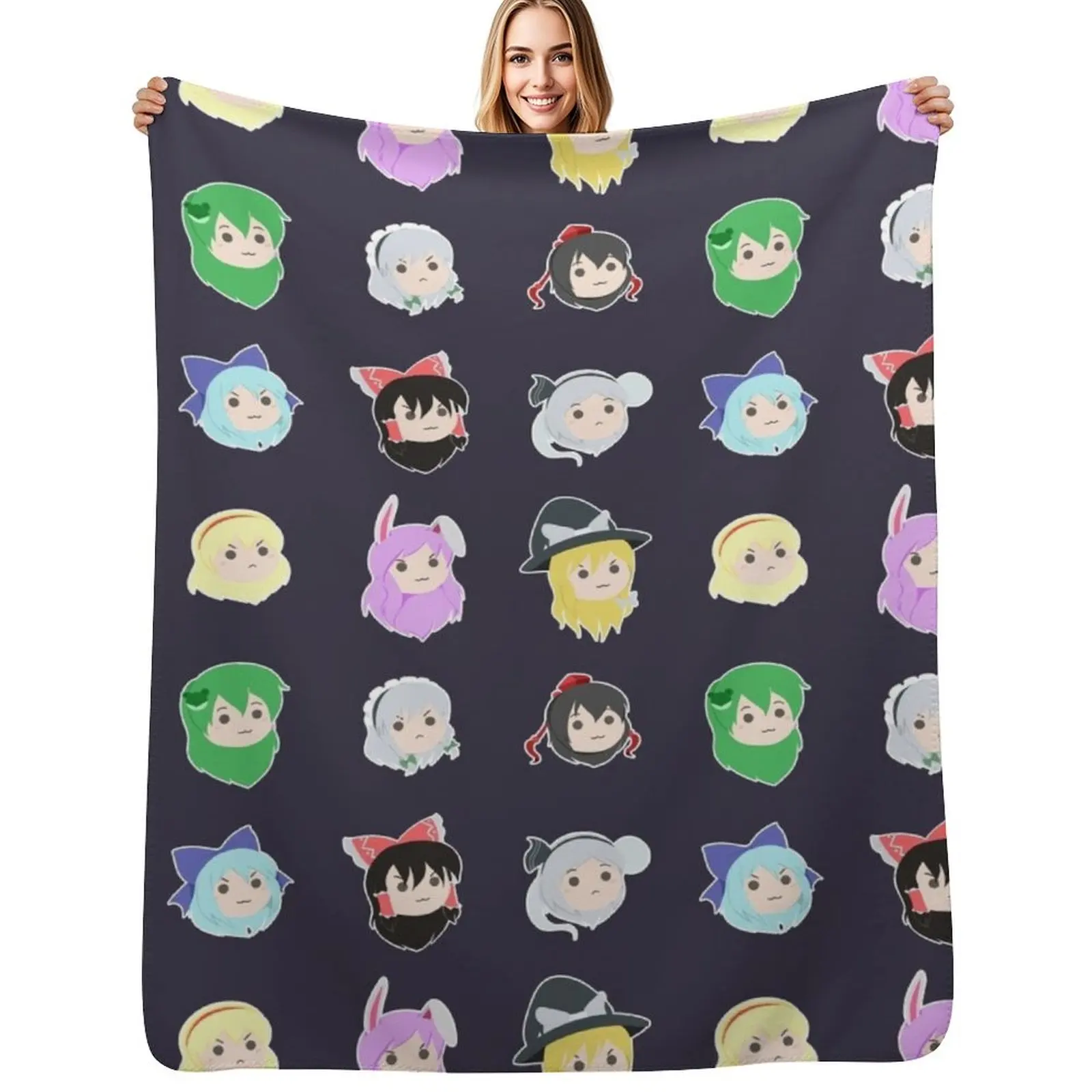 

Touhou Headcuties [Estampado] (Transparent Version) Throw Blanket Men's Soft Warm Throw Blanket for Couch