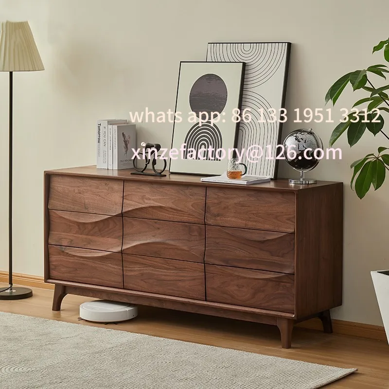 

Customizable black walnut full storage cabinet modern simple living room light luxury storage drawer cabinet