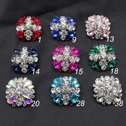 2Pcs 32MM Metal Rhinestone Sewing Flower Button DIY Wedding Dress Hair Jewelry Accessories