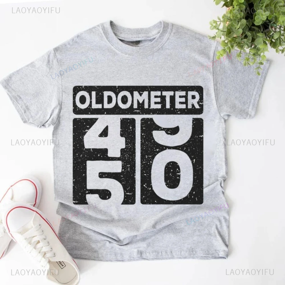 Vintage 50th Birthday Printed T-shirt for Men Women Funny Oldometer 50 AF Vintage Tee Born in 1975 Gift High Quality Cotton Tops