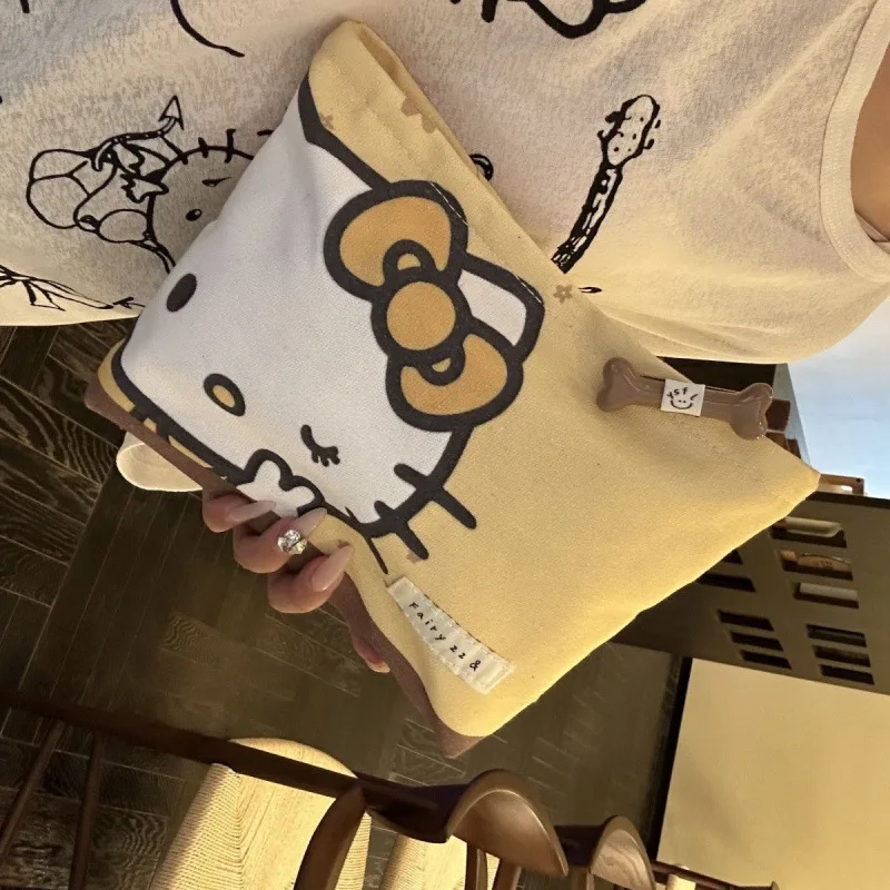 Kawaii Sanrio Hello Kitty Kosmetiktasche für Frauen, große Kapazität, tragbare Schreibwaren-Aufbewahrungstasche, Kopfhörer-Tasche, Münzgeldbörse, Geschenke