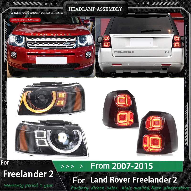 Headlight + Taillight For Land Rover Freelander 2 2007-2015 Freelander 2 Head Lights DRL Turn Signal Low High Beam Projector Len