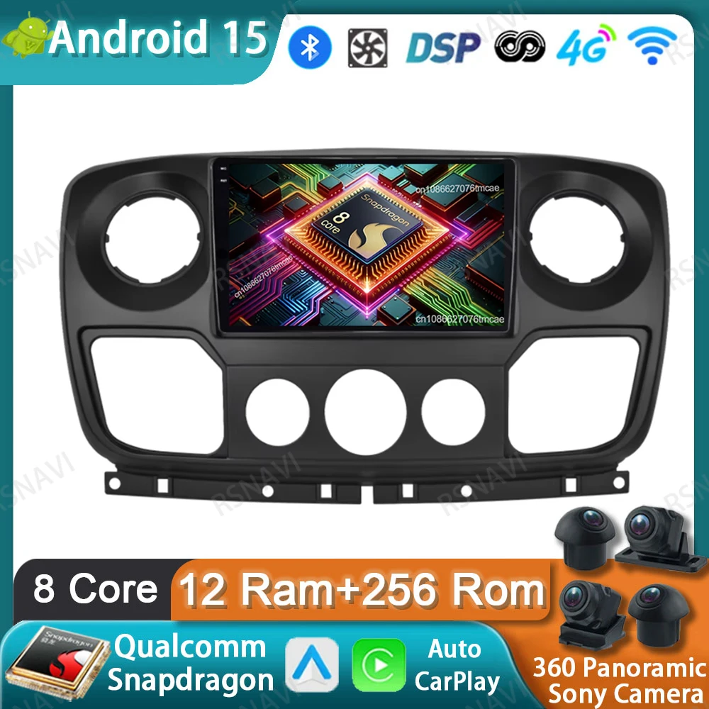 

Car Radio Android 15 For Nissan NV400 For Opel Movano For Renault Master III 3 2010 - 2019 DSP Navigation Viedo Player 5G WIFI