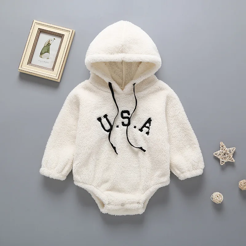 ZOETOPKID Winter Baby Girl Bodysuits 0-2Yrs Baby Boys Baby Newborn Clothes Hooded Bodysuit Climbing Clothes