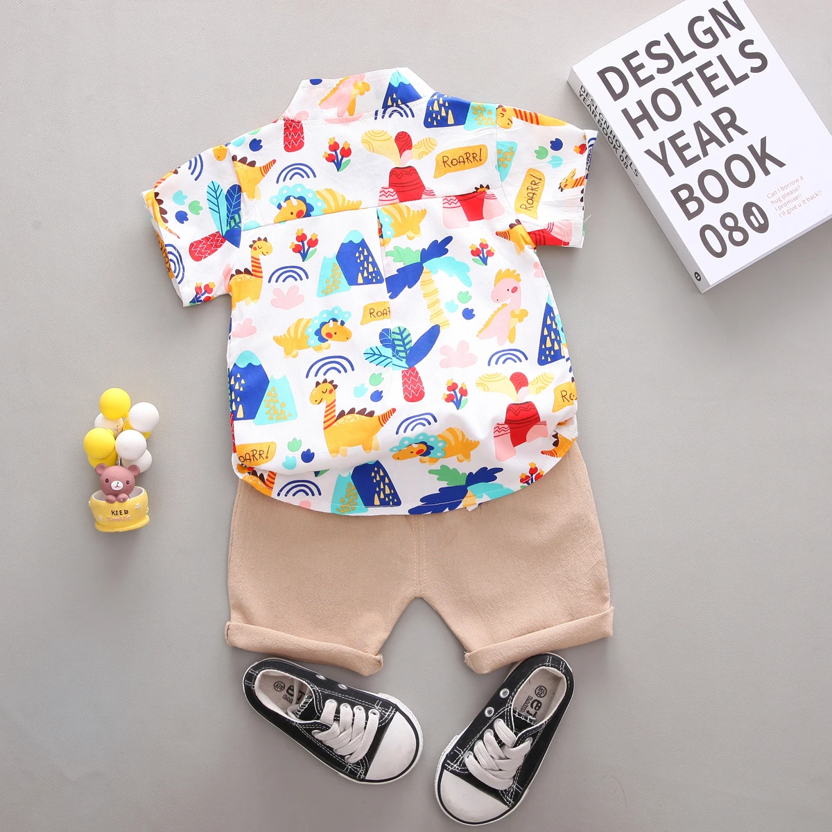 2 PCS Baby Clothing Infant Summer Fashion Cartoon Full Print Pineapple Animal Cartoon Shirt Shorts Set