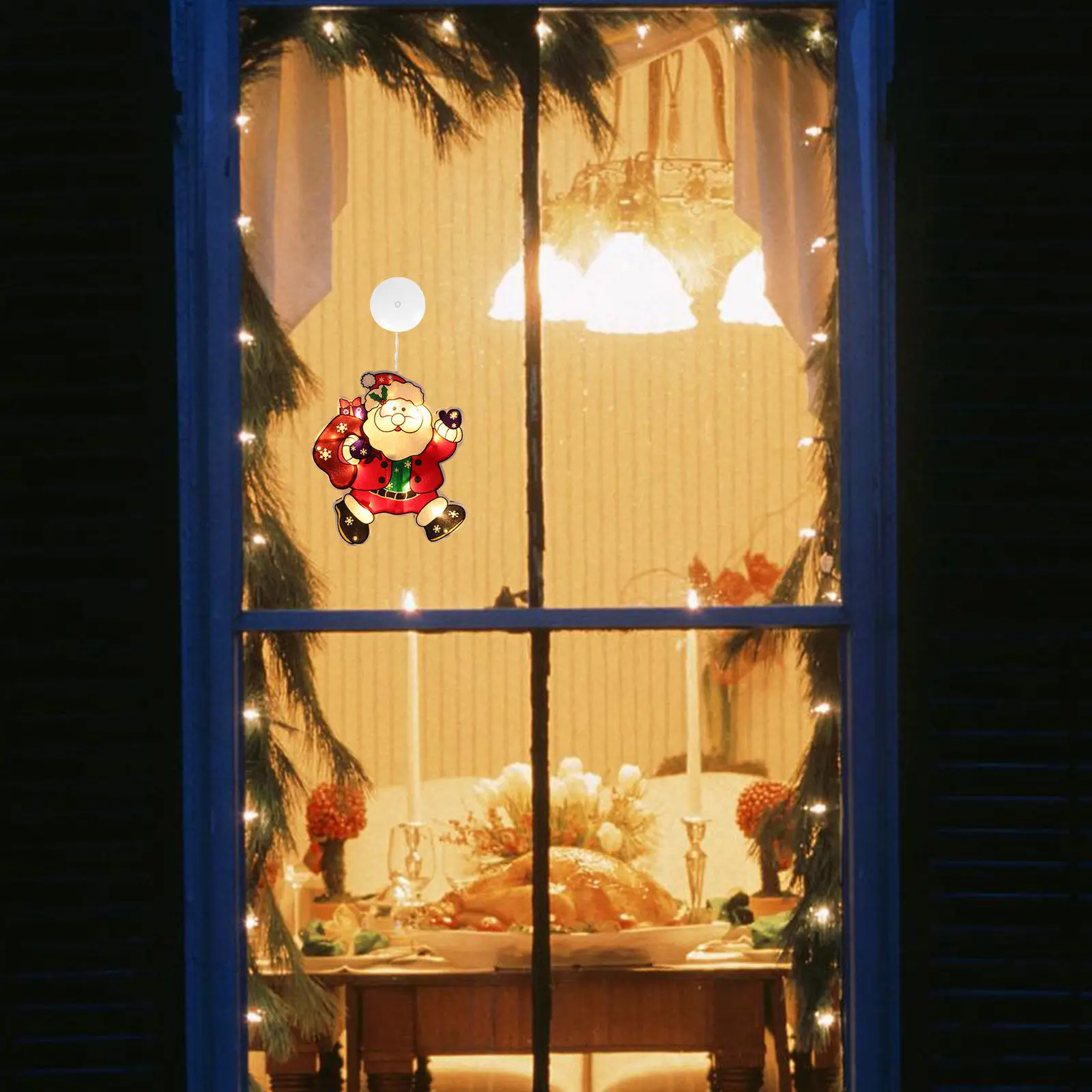 1Pcs Santa Claus Suction Cup LED Light Window Hanging Christmas Decor Lamp Party Supply Home Office Mall Festival Atmosphere