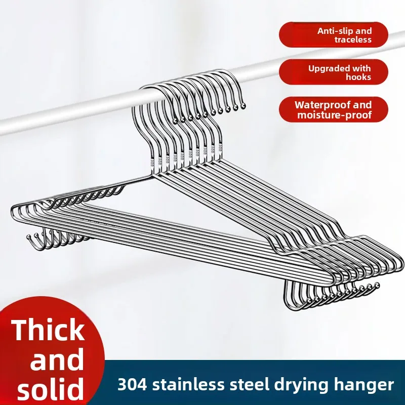 

Thiened Special Stainl Steel 304 Clothes Drng Ra Heavy Du Clothes Hanger Garment Hook Wardrobe Storage Organizer