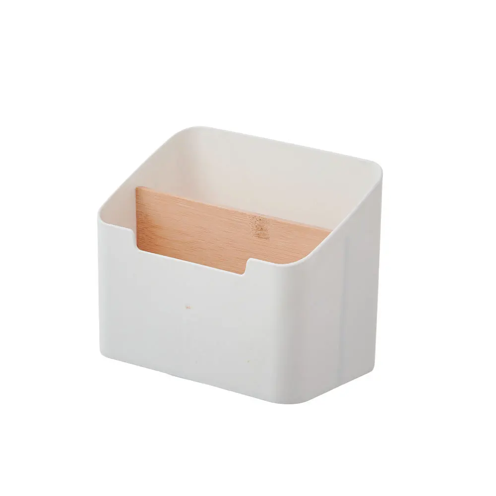 Caja de almacenamiento de escritorio, organizador de escritorio de bambú dividido, portalápices, soporte para Control remoto, caja para teléfono móvil, organizador lateral de escritorio de madera