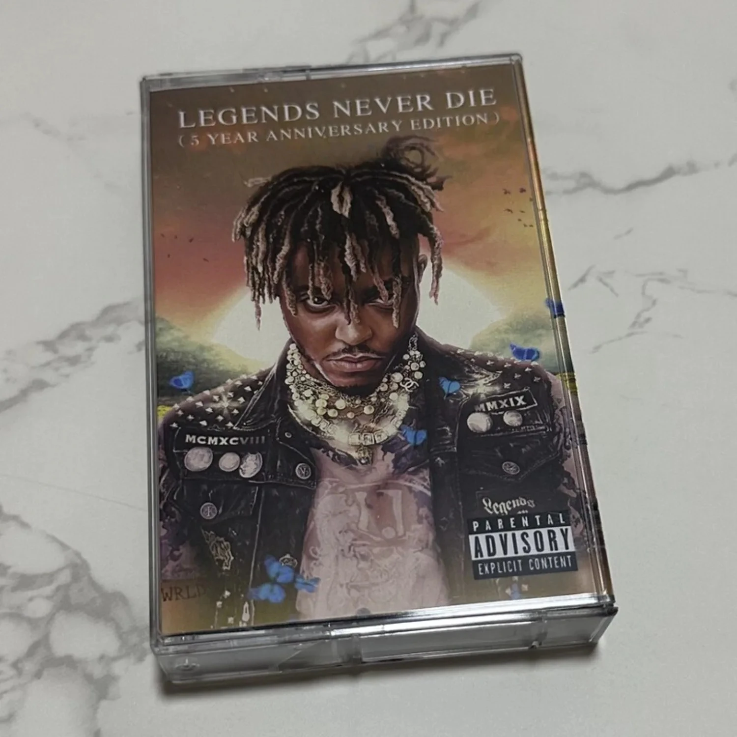 American Hip-Hop Artist 5th Anniversary Cassette Tape, Sunset & Butterfly Artwork, Nostalgic Collectible for Rap Music Fans