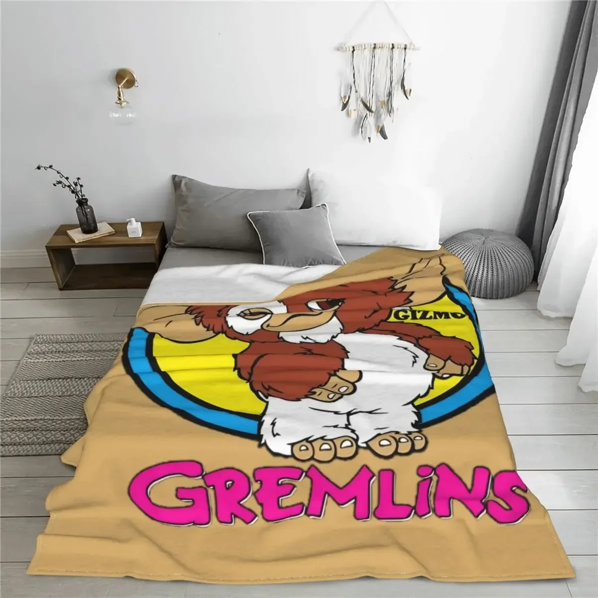 عتيقة Gremlins Gizmo Mogwai بطانية ، صوف مرجاني ، نسيج قطيفة ، ديكور رعب دافئ ، بطانيات خفيفة الوزن للمنزل ، لحاف خارجي