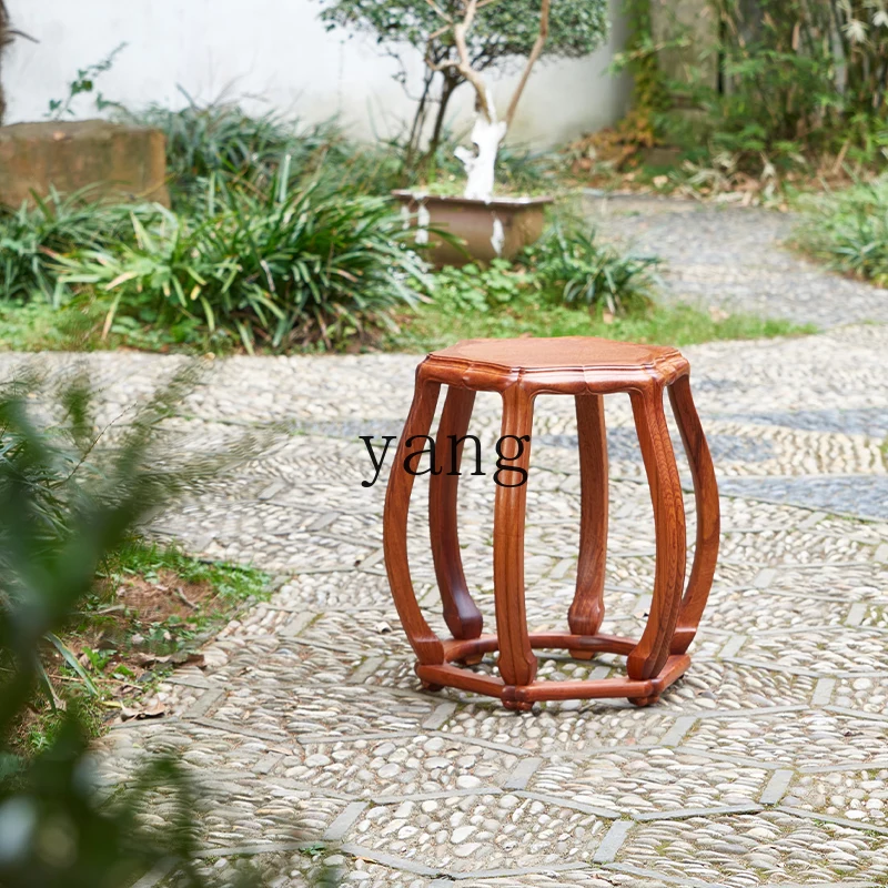 LTT mahogany begonia stool Huali drum stool Chinese solid wood door pier stool
