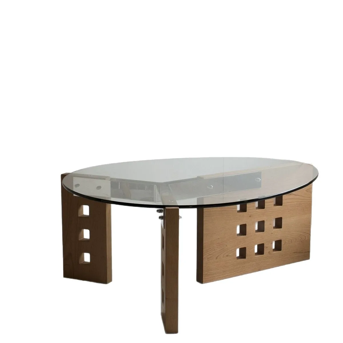 Stainless steel coffee table, irregular-shaped glass 12mm ultra-white