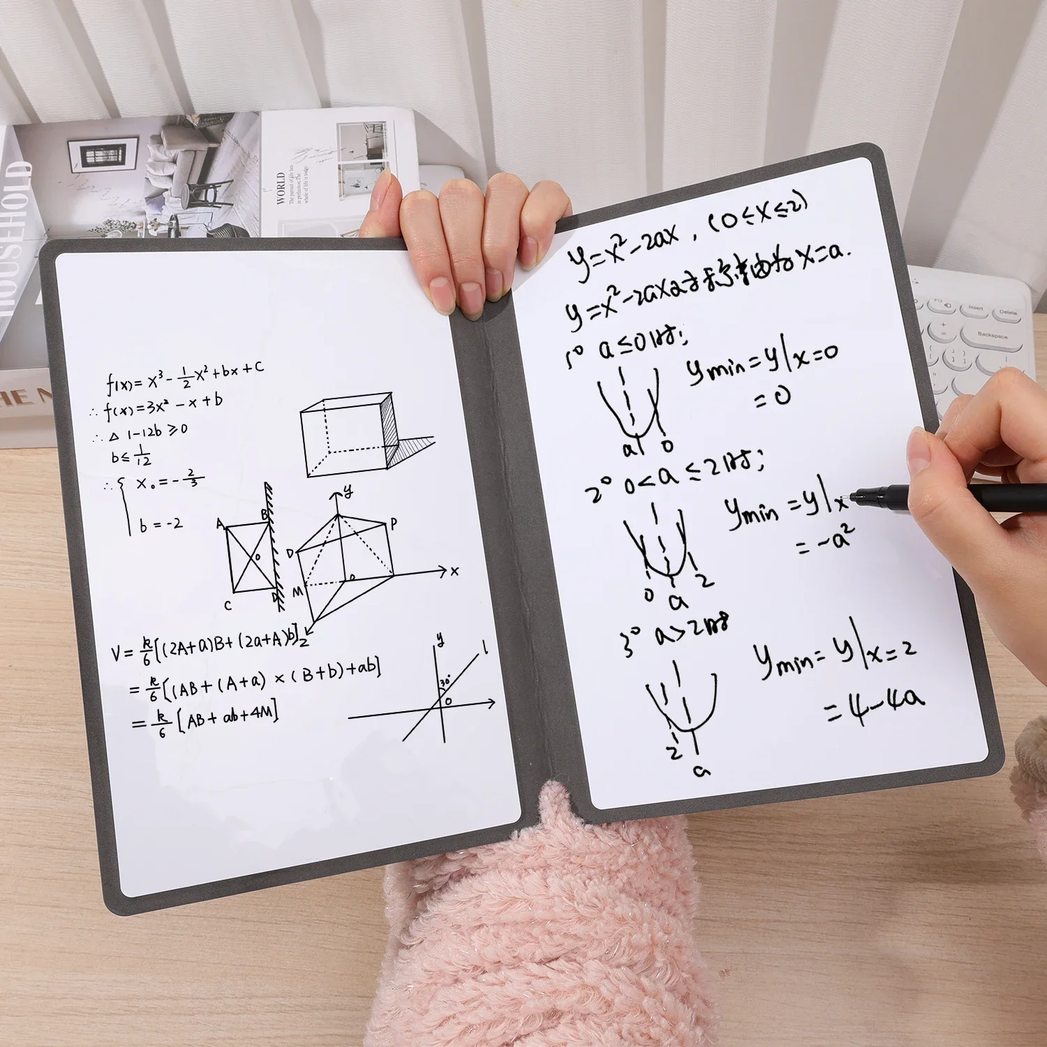 Portable A5 Whiteboard Notebook Leather Notepad with Erasing Cloth Marker Pencil Set Reusable Erasable Weekly Planner Books