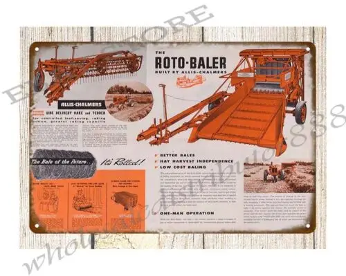 1pcs ALLIS-CHALMERS ROTO-BALER farm ranch equipment metal tin sign modern art prints