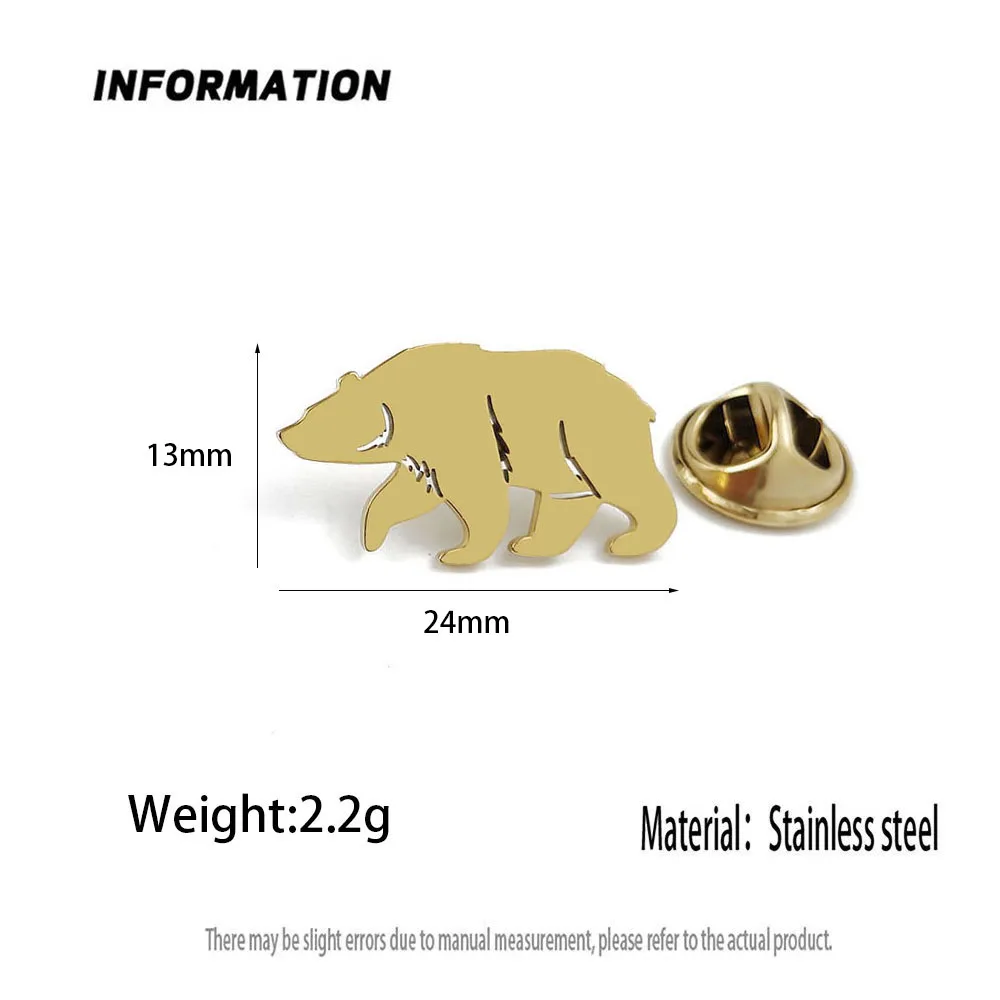 Metal costume brooch. Golden polar bear stainless steel brooch, used as a chest badge pin, as a carrying case decoration