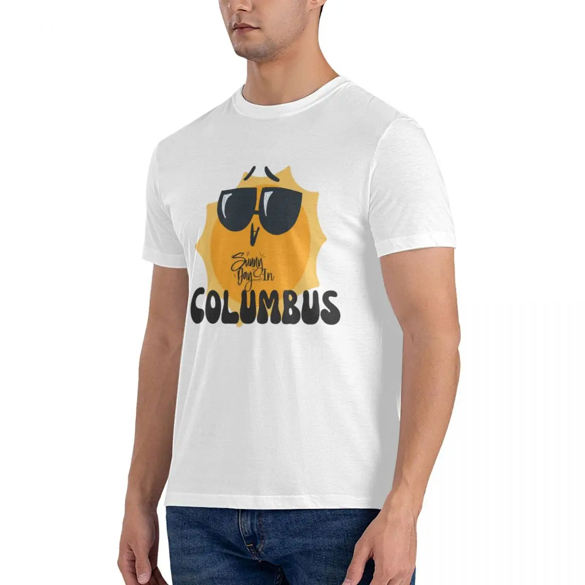 Sunny Day Columbus Classic T-Shirts for Men Funny 100% Cotton Tee Shirt Round Collar Sleeve T Shirt Tops fugees official-website