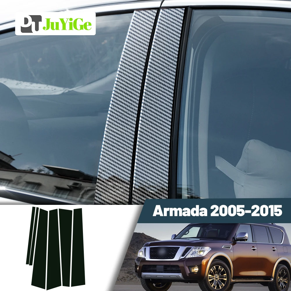 

Glossy Black Carbon Fiber Window Door Deal B C Pillar Post Cover Sticker For Nissan Armada TA60 2005-2015 2006 2007 2008 2009