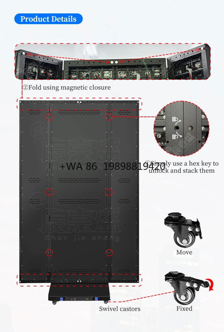 Indoor P2.5 Smart Portable Foldable Safety Video Digital Video Wall Stand Tri Folding LED Poster Display Screen