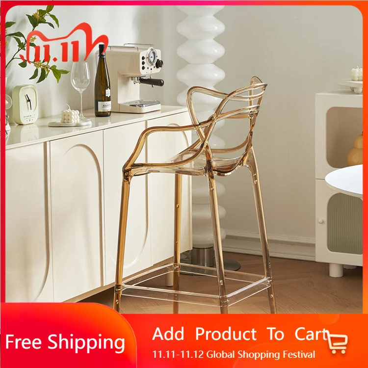 

Transoiparent Single Bar Chairs Comfortable Creative Italian Modern High Chairs Counter Lounge Taburetes De Bar Salon Furniture