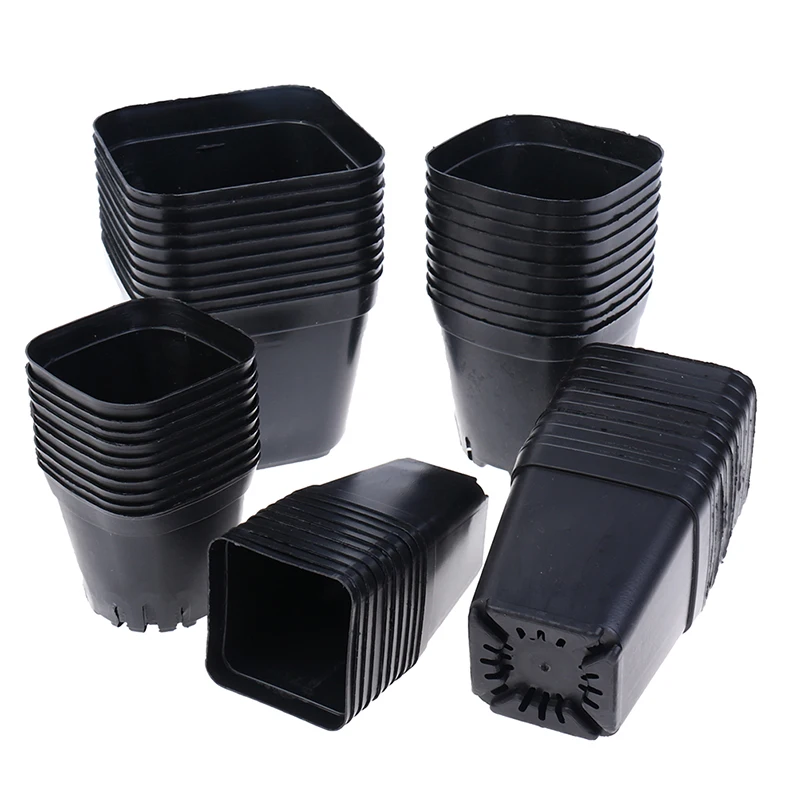

10 Pcs Black Flower Pots Plastic Pots Small Square for Succulent plants