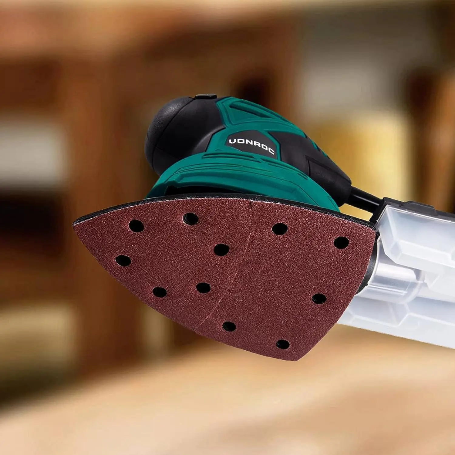 11 Holes Hook and Loop Mouse Detail Sander Sandpaper Kit 50 Pcs 80-320 Grit Sandpaper  Sander Pads Triangular Sanding Sheets