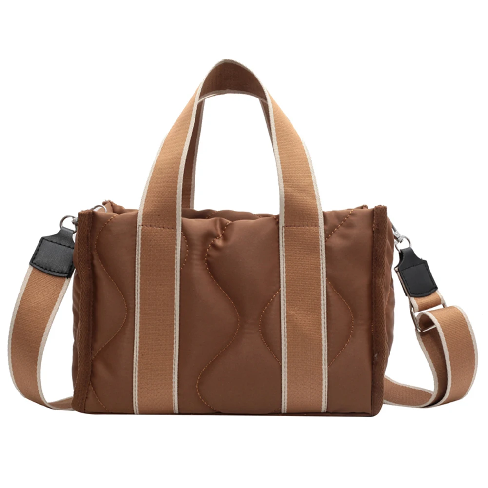 

Women Shoulder Bag Cotton Padded Shoulder Crossbody Bag Quilted Hit Color Portable Zipper Autumn Winter Purse for Office Travel
