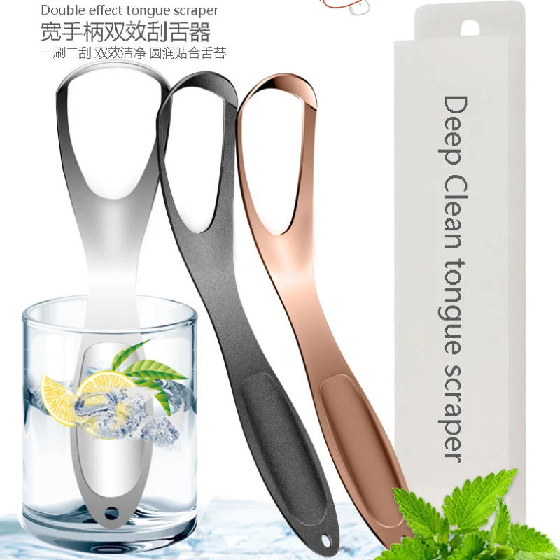 

Stainless Steel Fan Type Tongue Scraper Cleaner Tongue Brush Fresh Breath Cleaning Coated Tongue Toothbrush Oral Hygiene Care