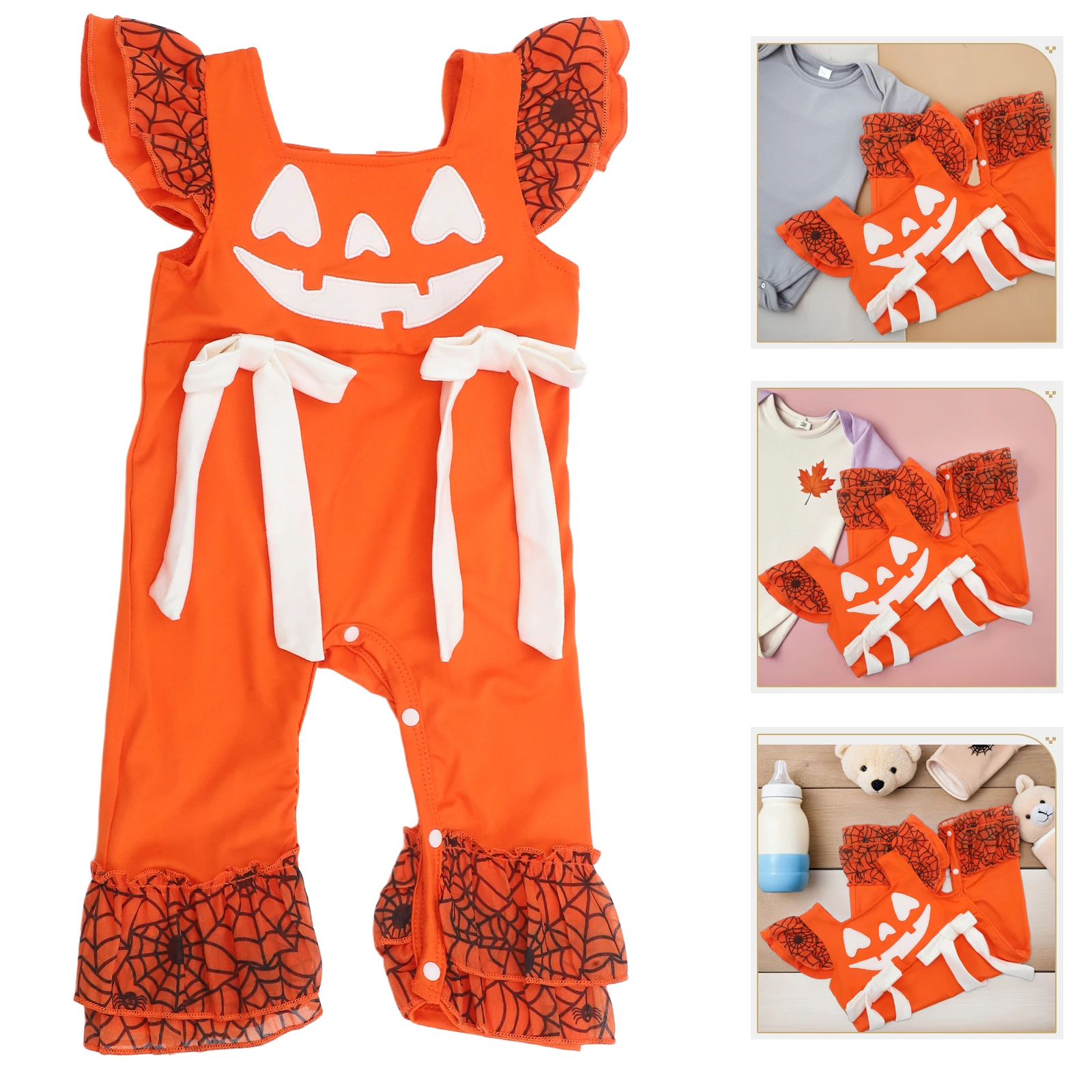 

Baby Girl Romper Sleeveless Costume Newborn Outfit Infant Pumpkin Bodysuit Toddler Halloween Jumpsuit Soft Fabric Baby
