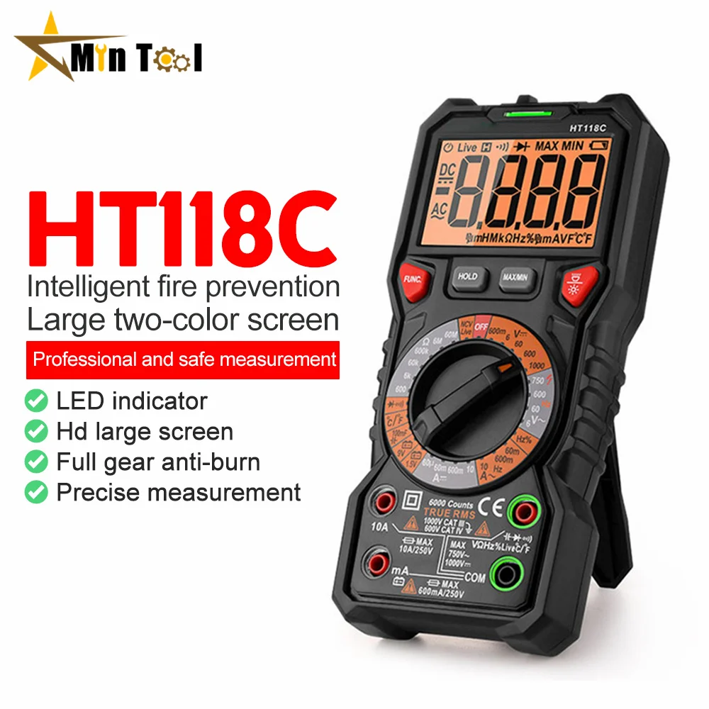 HT118E Digital Multimeter 20000 Counts True Rms NCV HZ Multimeters Transistor Tester Voltimetro Capacitance Meter Measuring Tool