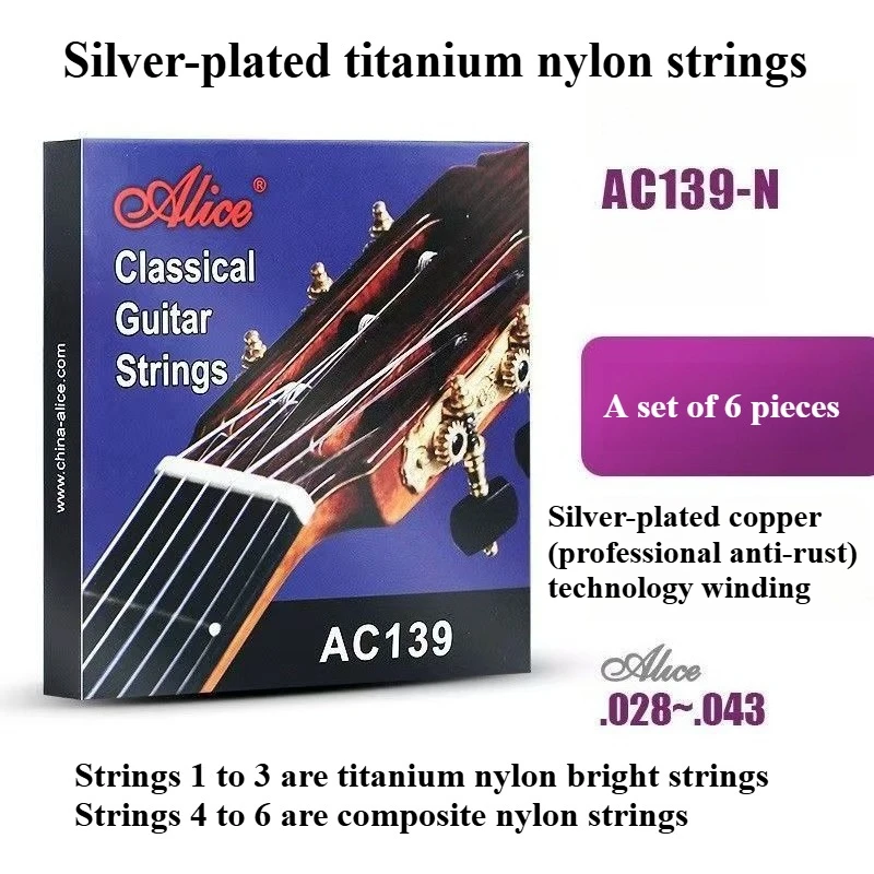 

Professional-grade strings, high-quality nylon strings, silver-plated bronze wound strings, classical guitar string sets