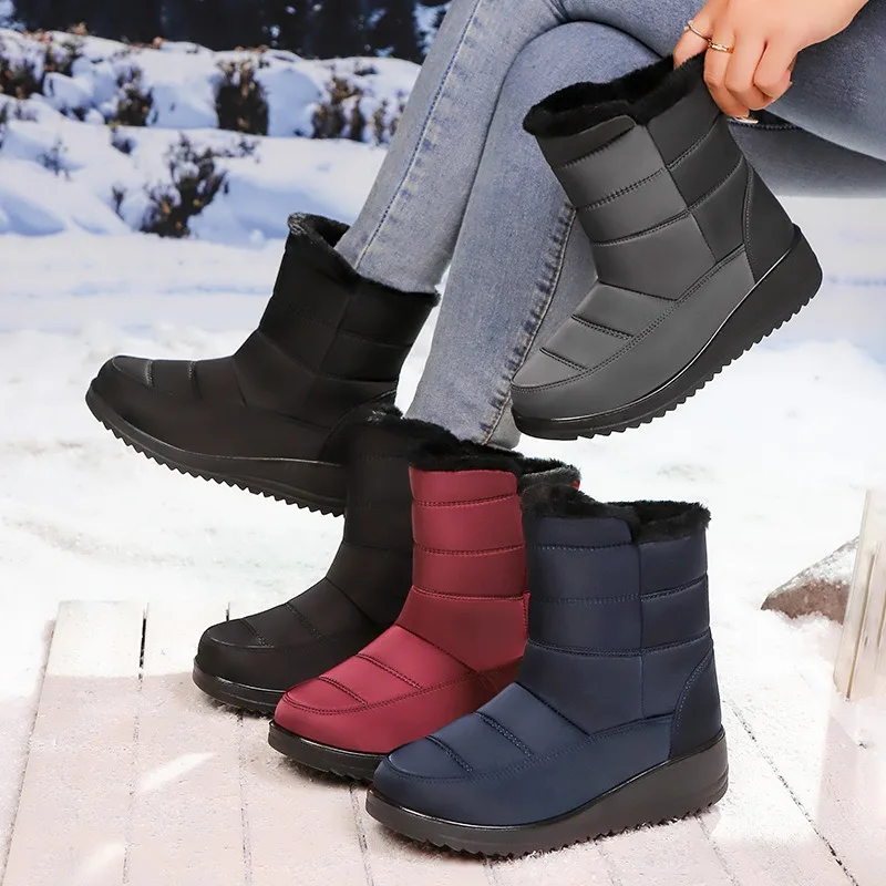 

Women Snow Boots 2025New High-top Cotton Shoes Winter Fur Warm Ankle Boots for Women Outdoor Non Slip Platform Boots Botas Mujer