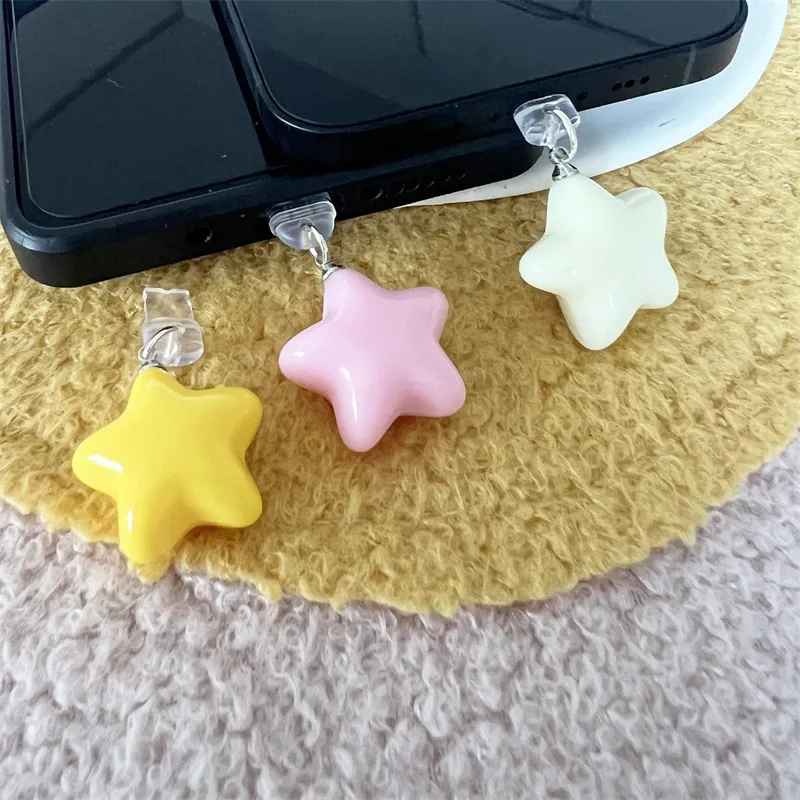 Y2k Korea Cute Candy Color Star For Phone Anti Dust Cap Charge Port Plug For iPhone Type C Dust Protection Stopper Accessorie