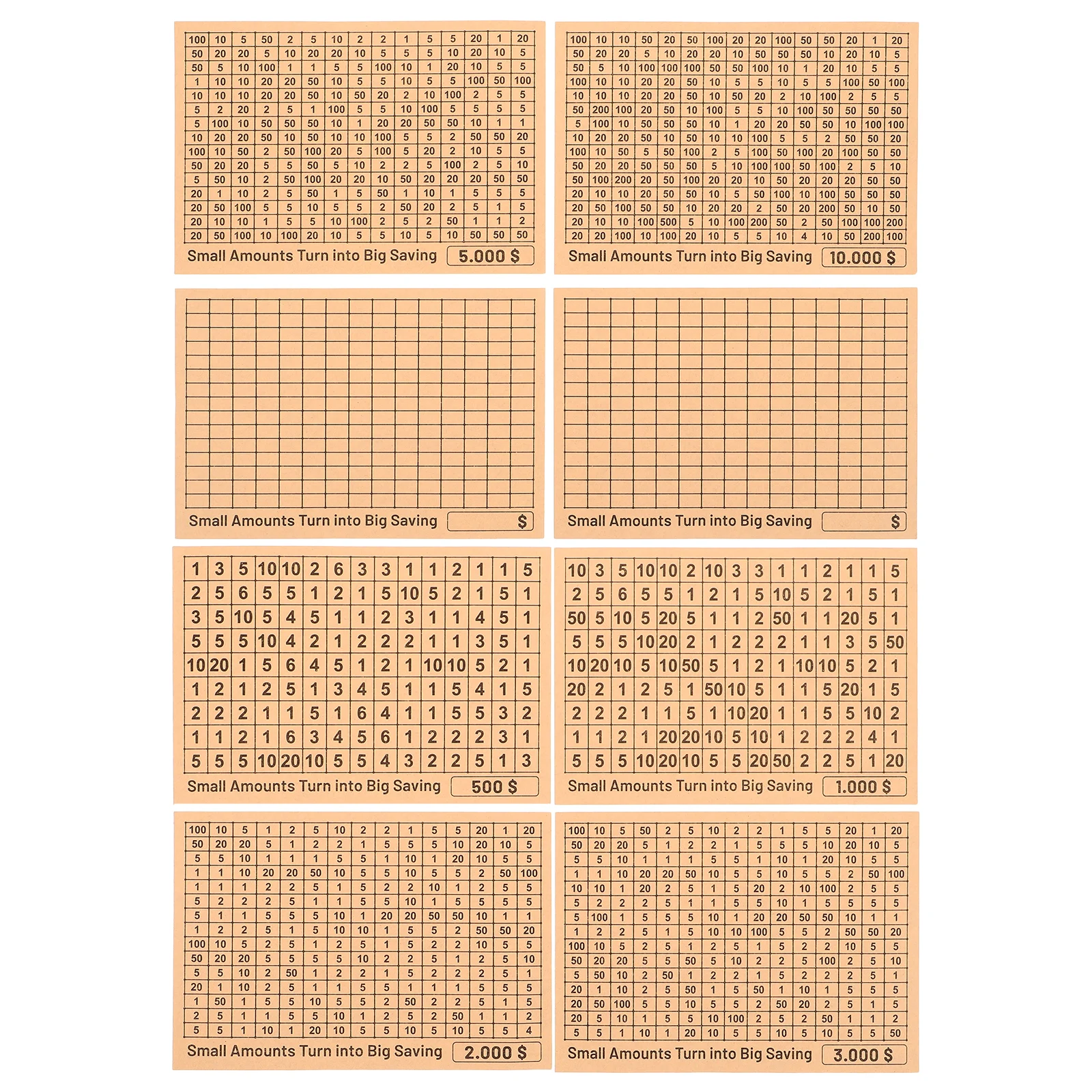 2 ensembles 2 ensembles d'autocollants de tirelire de conception de Dollar étiquettes de boîte d'argent de bricolage pour les défis d'épargne cartes de piste feuilles de stratégie de banque de pièces de monnaie