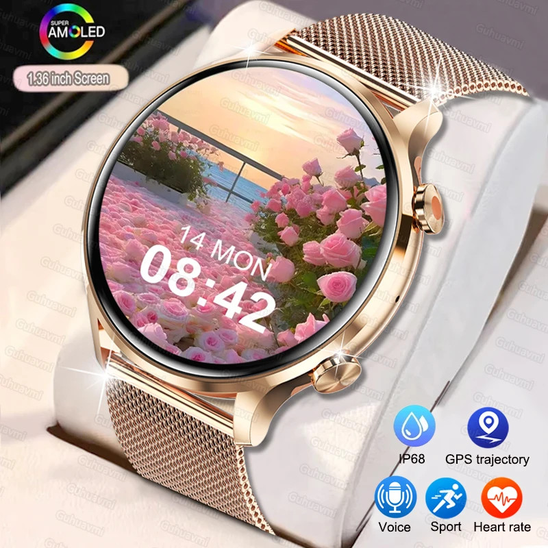 

2025 New Lady Fashion Smart Watch women AMOLED HD Screen GPS Heart Rate Bluetooth Call Waterproof Outdoor SmartWatch For Female