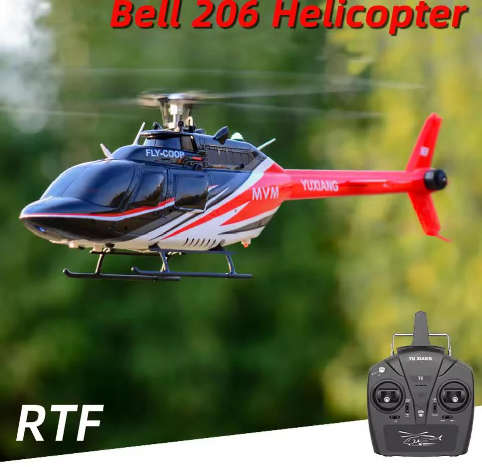 

YXZNRC F08 1:27 Bell-206 Scale 2.4G 6CH Altitude Hold Optical Flow Positioning Dual Brushless Motor RC Helicopter VS C138
