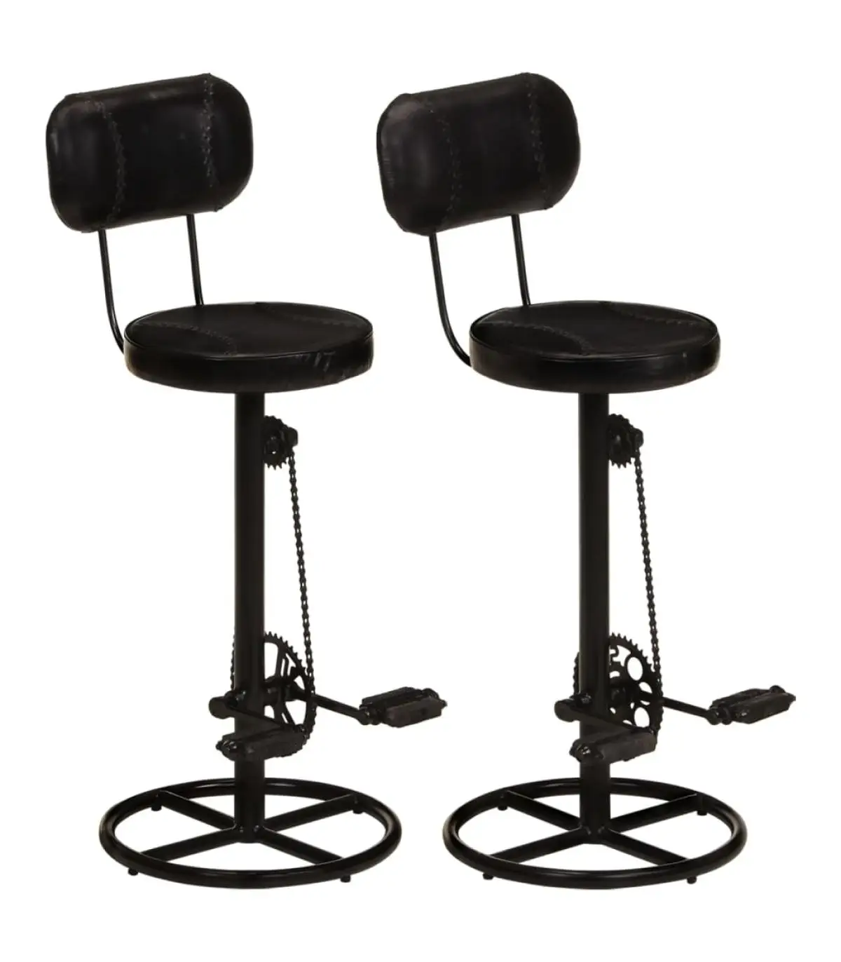 Kitchen Stools Kitchen Stools 2 Pcs Goat Skin Genuine Black