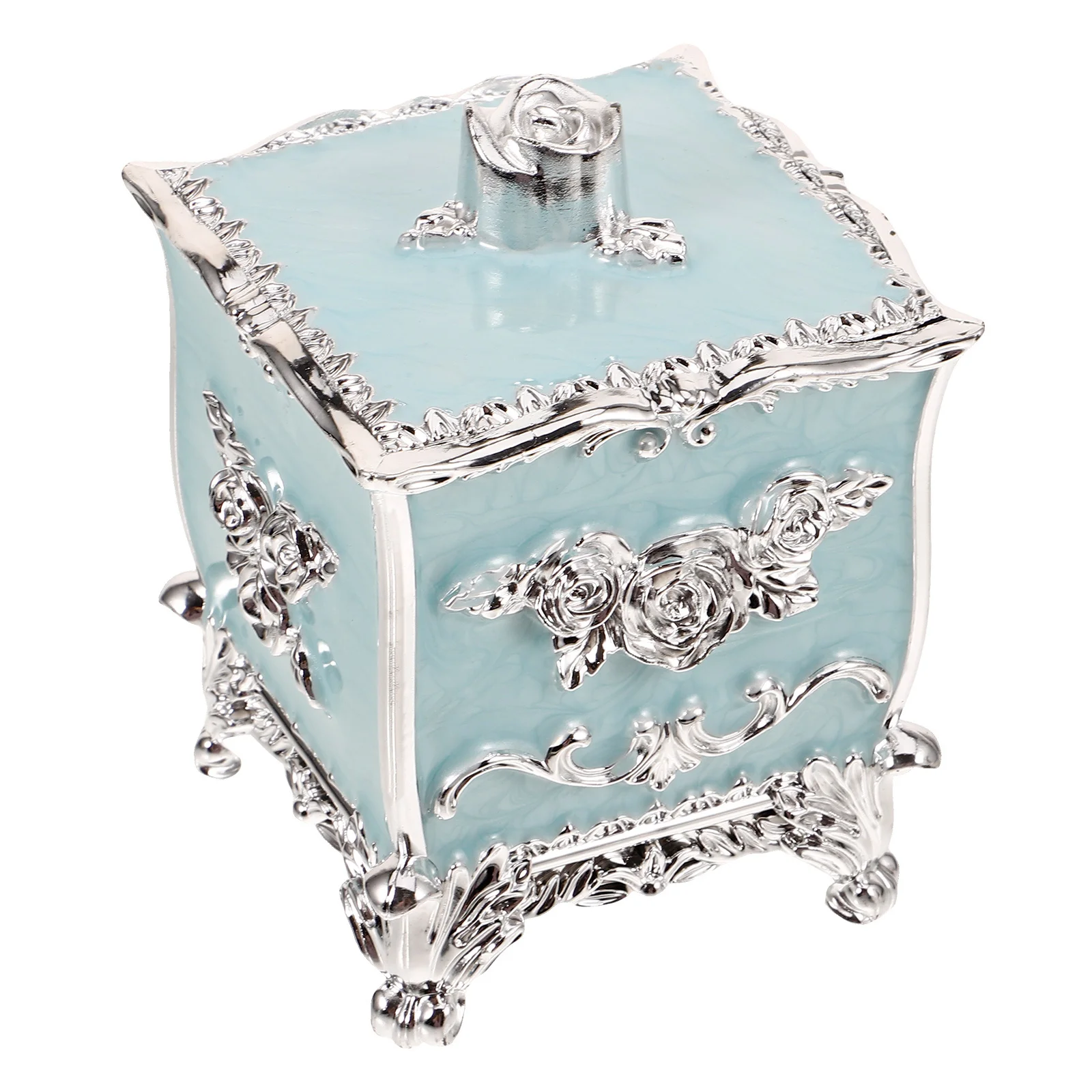 

Flower Embossment Cotton Pad Box with Lid Premium Makeup Sponge and Cotton Swab Storage Case for Bathroom Counter Organizer