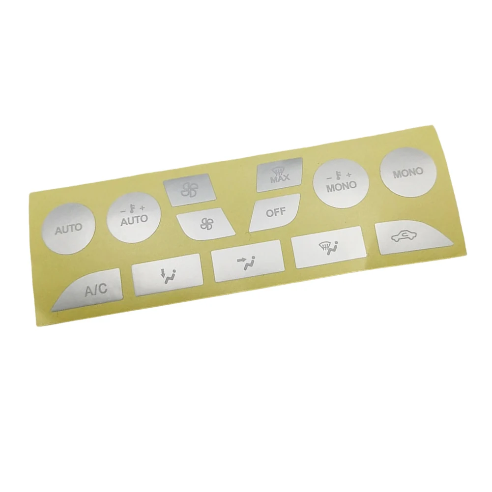 Climate System Button Fix for Ford Focus 99-05 Using Silver Vinyl Sticker with Clear White Characters for Easy Reading