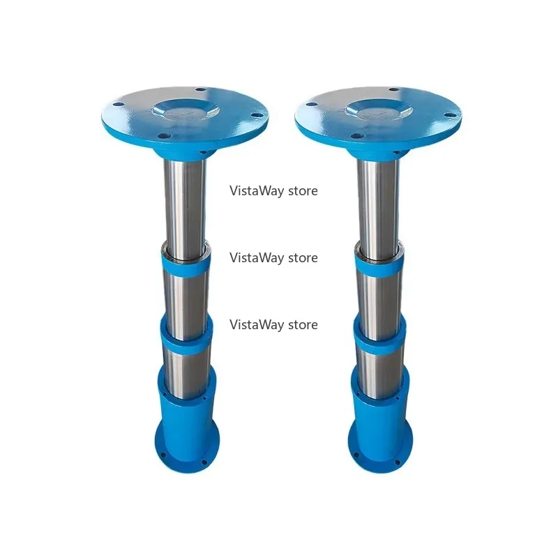 High Precision Multistage Telescopic CJT14 Substitute Head Flange Tie Rod 3 Stages Double Acting Hydraulic Cylinder