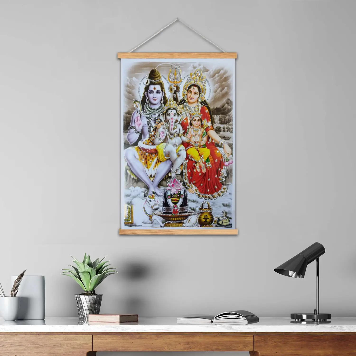 satyanarayana Framed Wall Painting Canvas Art Poster and Wall Art,  Modern Family, Bedroom Decor, Posters,Decorative painting